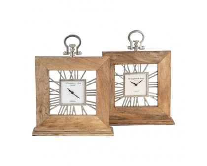 Sagebrook 13"x14" Mango Wood Table Clock - Natural