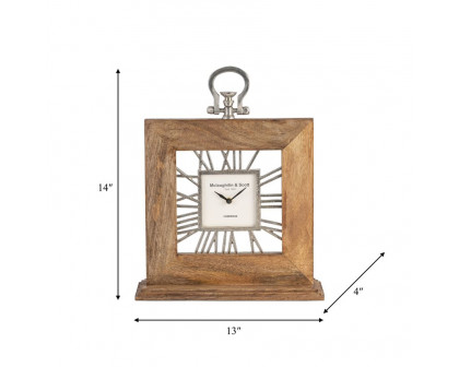 Sagebrook 13"x14" Mango Wood Table Clock - Natural