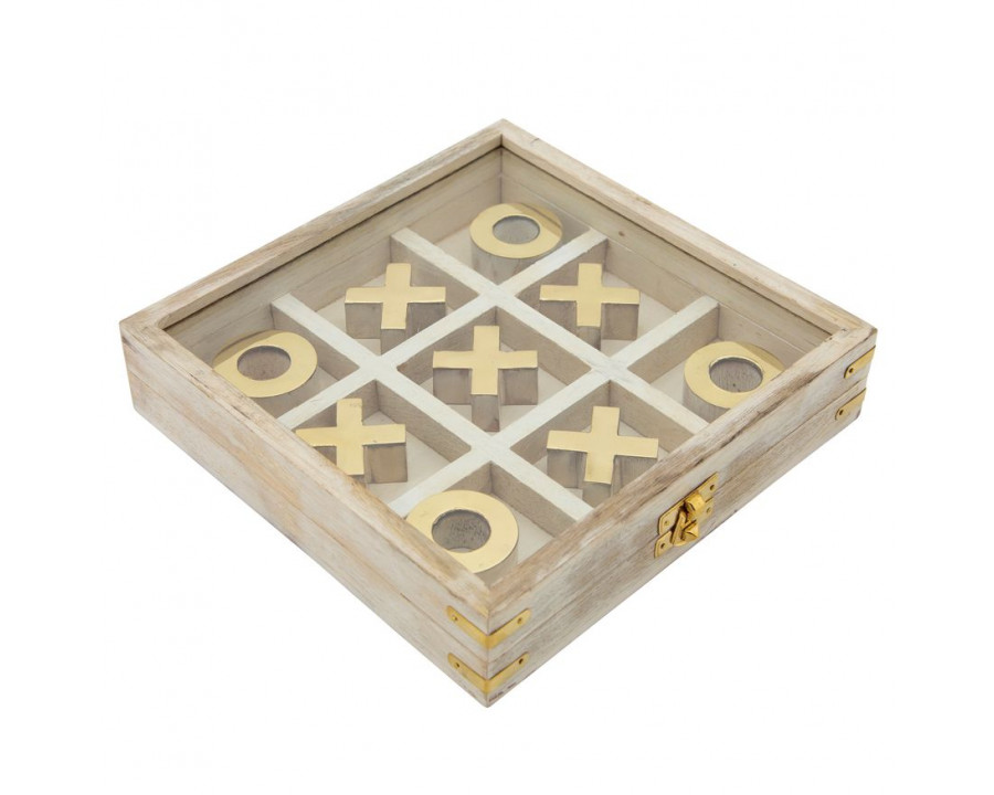 Sagebrook - 8"x8" Wood Tic-Tac-Toe in White