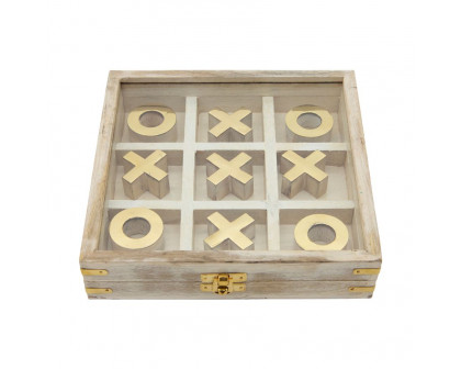 Sagebrook - 8"x8" Wood Tic-Tac-Toe in White