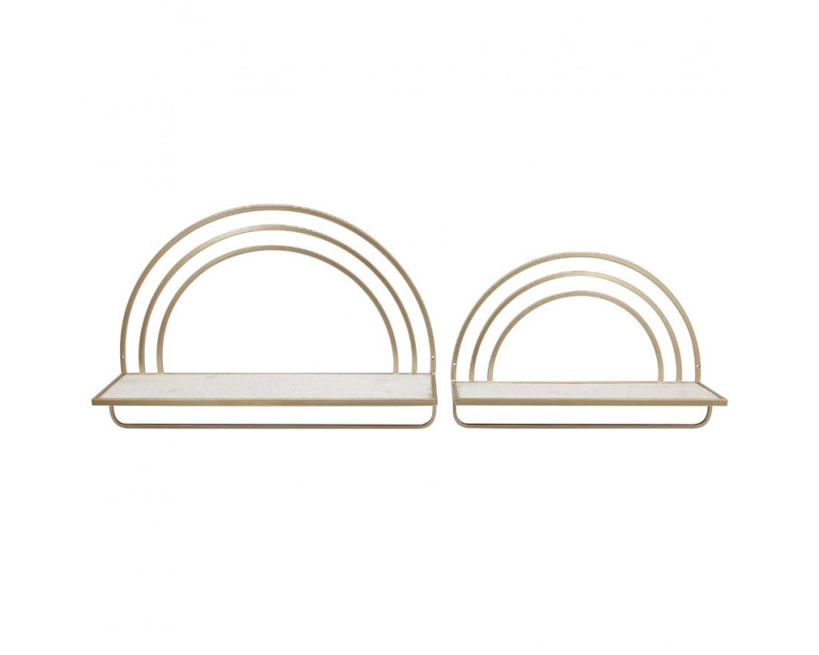 Sagebrook Wood/Metal Rainbow Style Sheves (Set Of 2) - White/Gold