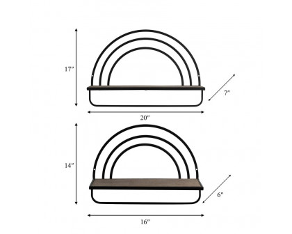 Sagebrook Wood/Metal Rainbow Style Sheves (Set Of 2) - Brown/Black