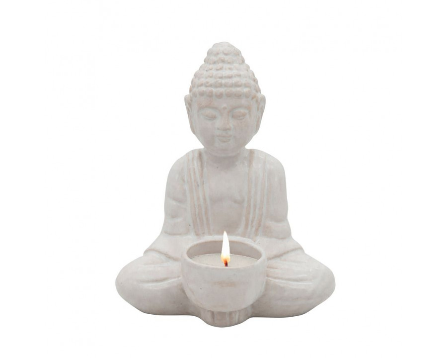 Sagebrook 6" Mini Buddha - White