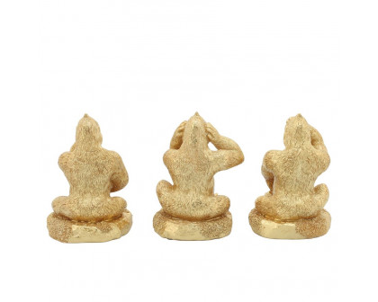 Sagebrook - Resin Hear, Speak, See No Evil Gorillas (Set Of 3) in Gold