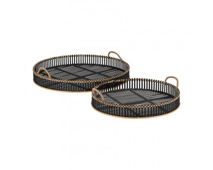 Sagebrook 24"/30" Bamboo Round Trays (Set Of 2) - Black