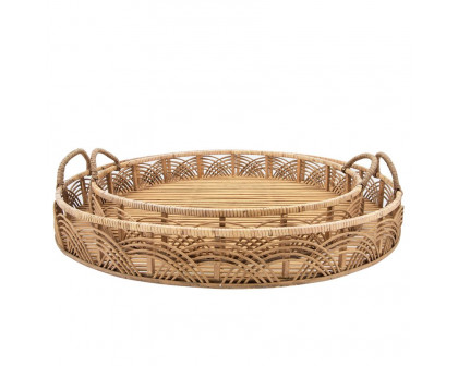 Sagebrook 24"/30" Bamboo Round Trays (Set Of 2)