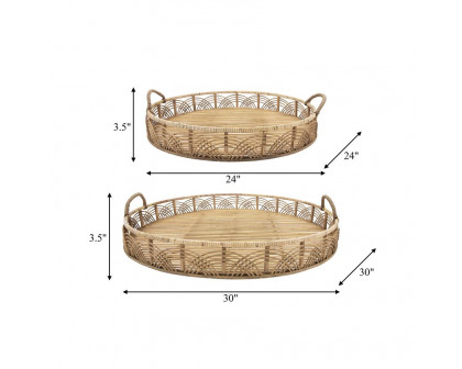 Sagebrook 24"/30" Bamboo Round Trays (Set Of 2) - Natural