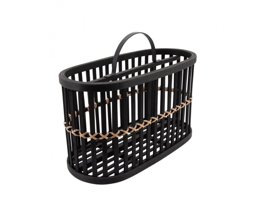 Sagebrook - 14" Woven Oval Basket in Black