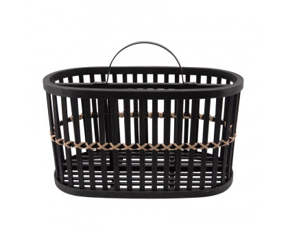 Sagebrook - 14" Woven Oval Basket in Black