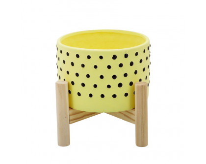 Sagebrook 10" Dotted Planter With Wood Stand