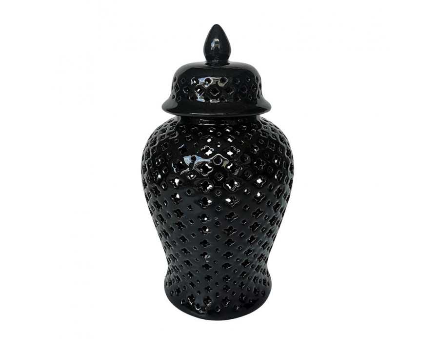 Sagebrook 17" Cut-out Clover Temple Jar - Black