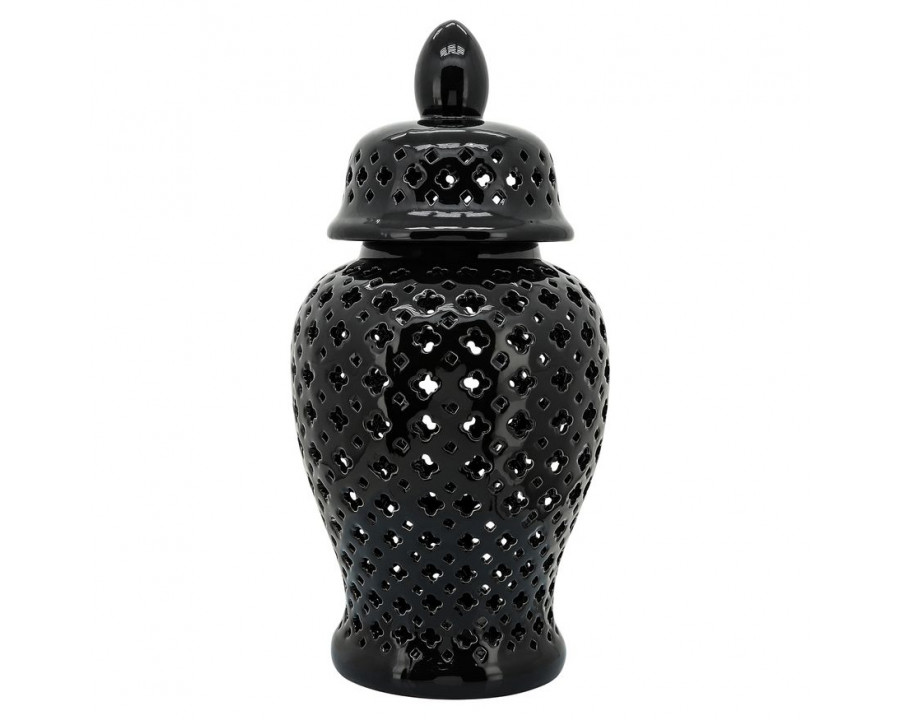 Sagebrook 24" Cut-out Clover Temple Jar - Black