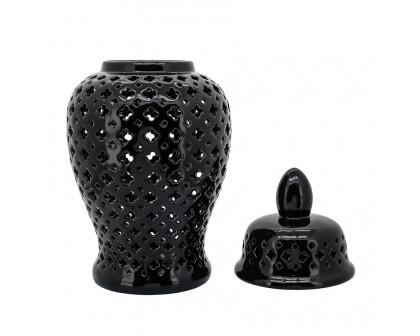 Sagebrook 24" Cut-out Clover Temple Jar - Black