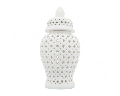 Sagebrook 24" Cut-out Clover Temple Jar - White