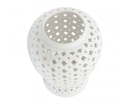 Sagebrook 24" Cut-out Clover Temple Jar - White