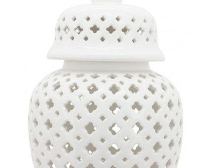 Sagebrook 24" Cut-out Clover Temple Jar - White