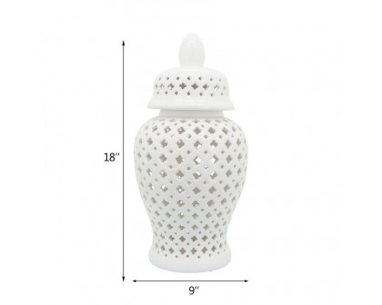 Sagebrook 24" Cut-out Clover Temple Jar - White