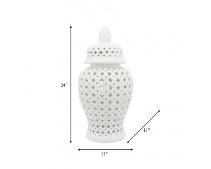 Sagebrook 24" Cut-out Clover Temple Jar - White