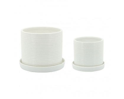 Sagebrook 6"/8" Weave Planters With Saucer (Set Of 2)