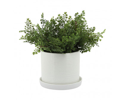 Sagebrook 6"/8" Weave Planters With Saucer (Set Of 2) - White