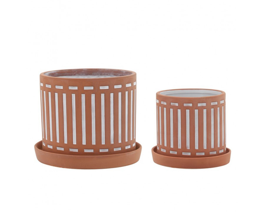 Sagebrook 6"/8" Weave Planters With Saucer (Set Of 2)