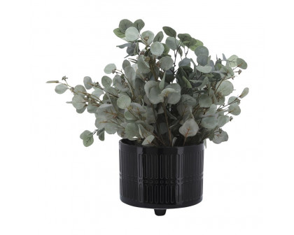 Sagebrook 10"/12" Lines Footed Planters (Set Of 2) - Black