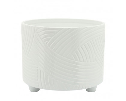 Sagebrook 10"/12" Swirl Footed Planters (Set Of 2) - White