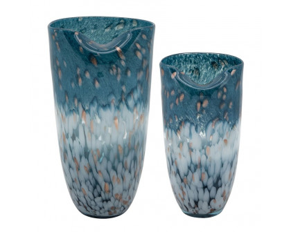 Sagebrook - Glass 14" Ocean Art Vase in Blue