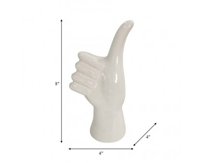 Sagebrook 9" Thumbs Up Table Decor - White