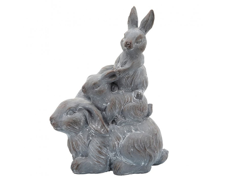 Sagebrook Resin Three Bunnies Decor - Gray