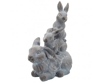 Sagebrook Resin Three Bunnies Decor - Gray