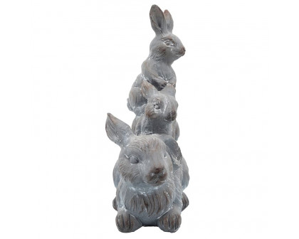 Sagebrook Resin Three Bunnies Decor - Gray