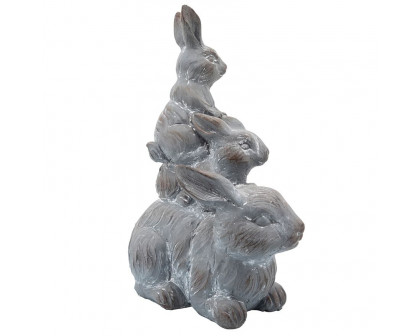 Sagebrook Resin Three Bunnies Decor - Gray