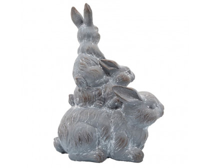 Sagebrook Resin Three Bunnies Decor - Gray