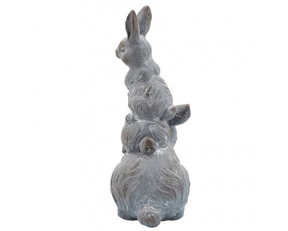 Sagebrook Resin Three Bunnies Decor - Gray