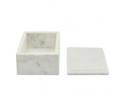 Sagebrook 7"x5" Marble Box With Bee Accent - White