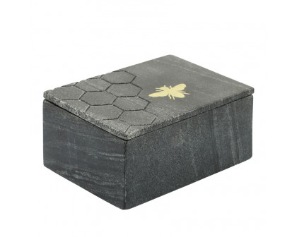 Sagebrook 7"x5" Marble Box With Bee Accent