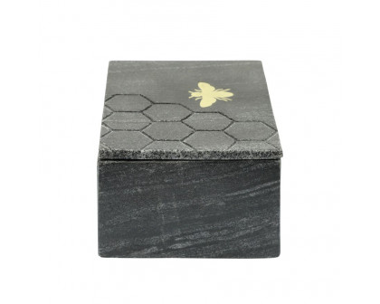 Sagebrook 7"x5" Marble Box With Bee Accent - Black