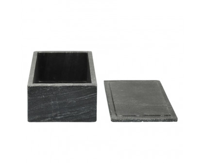 Sagebrook 7"x5" Marble Box With Bee Accent - Black