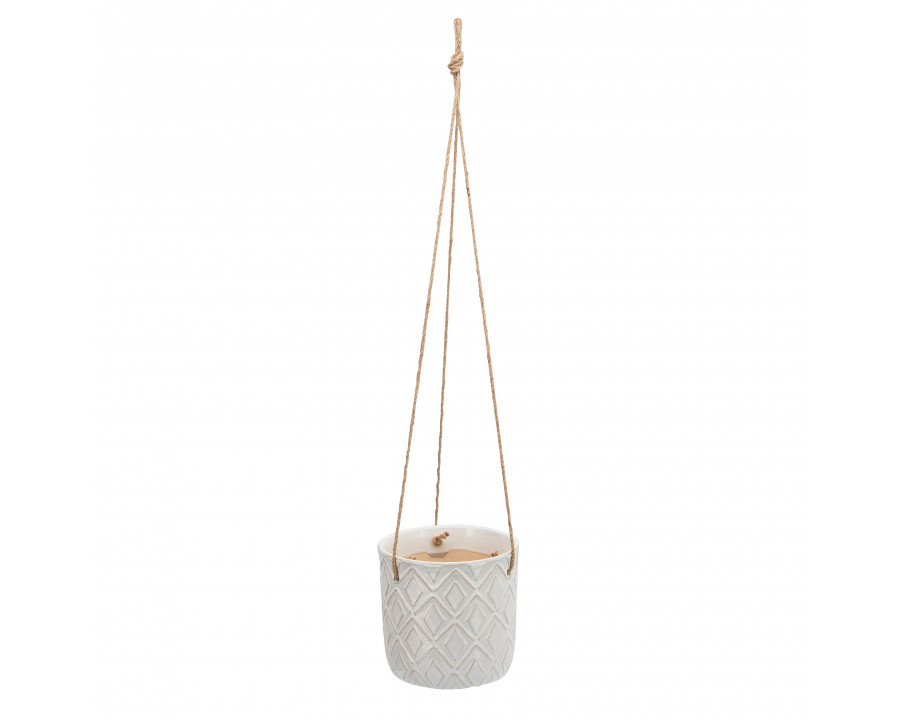 Sagebrook 7" Diamond Hanging Planter - White