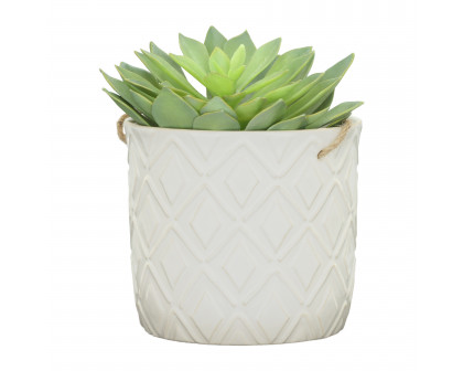 Sagebrook 7" Diamond Hanging Planter - White