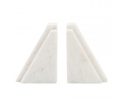 Sagebrook - 7" Marble Tapered Bookends (Set Of 2) in White