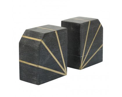 Sagebrook - 6" Marble Pyramid Bookends (Set Of 2)