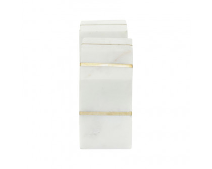 Sagebrook™ 5" Marble Polished Bookends With Gold Inlays (Set Of 2) - White