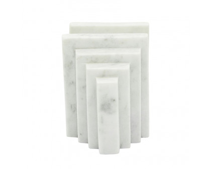 Sagebrook - 5" Marble Block Bookends (Set Of 2) in White