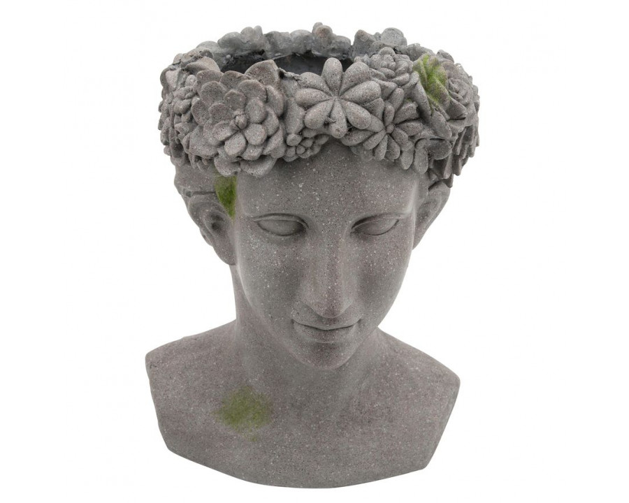 Sagebrook - Resin Lady With Daisies Planter in Gray