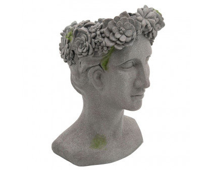 Sagebrook™ Resin Lady With Daisies Planter - Gray