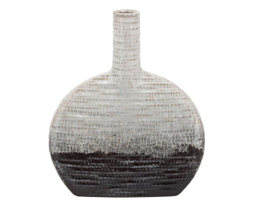 Sagebrook - 14" Textured Oval 2-tone Vase in Beige