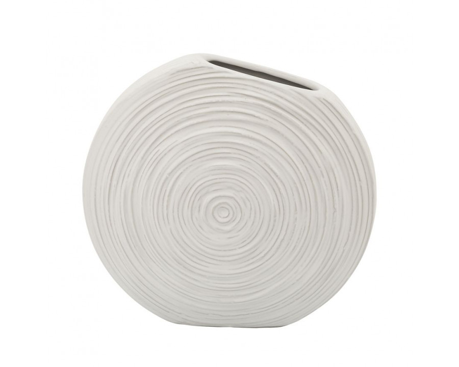 Sagebrook 11" Oval Swirled Vase - White