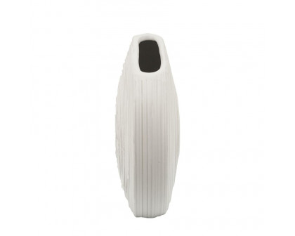 Sagebrook 11" Oval Swirled Vase - White